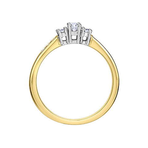 14K Yellow Gold 0.25 Carat Diamond Engagement Ring with 0.11 Carat Center Diamond