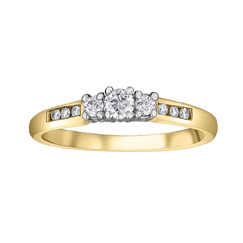 14K Yellow Gold 0.25 Carat Diamond Engagement Ring with 0.11 Carat Center Diamond