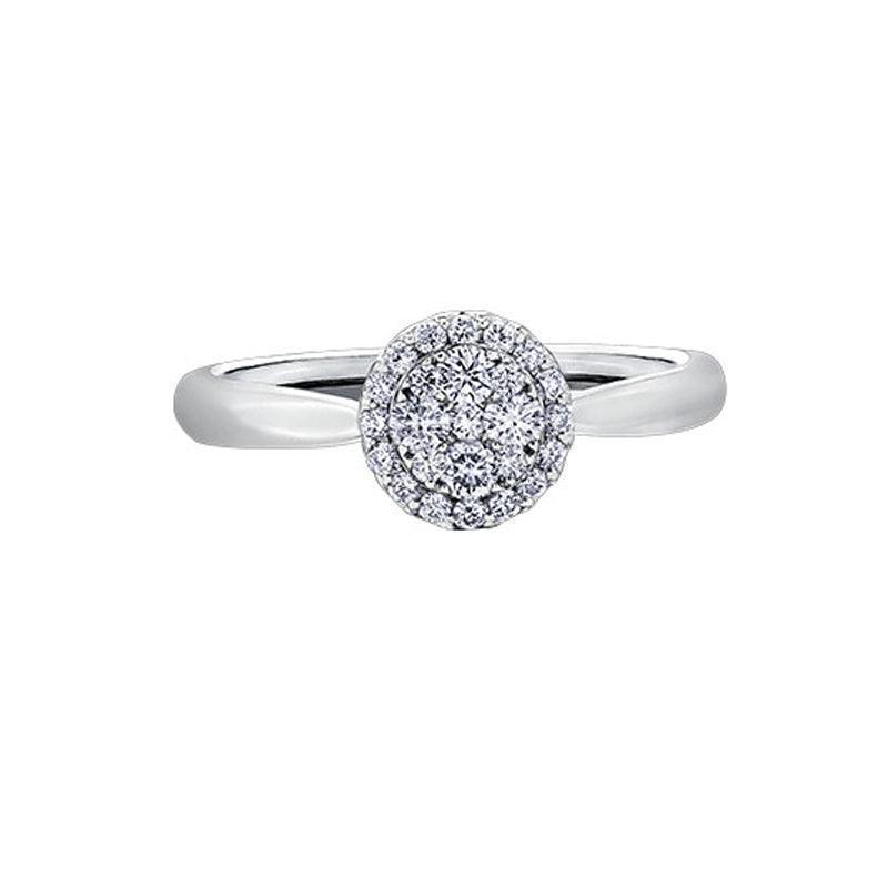 14K White Gold Diamond Ring with 1.00 Carat Cluster Solitaire