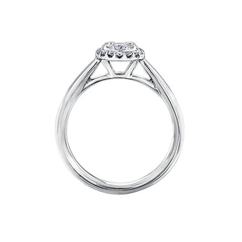 14K White Gold Diamond Ring with 1.00 Carat Cluster Solitaire