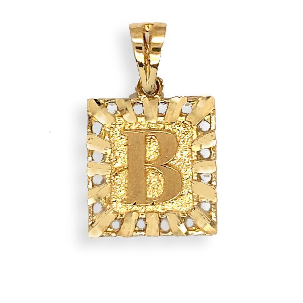 10 Karat Yellow Gold Initial Letter B Square Pendant