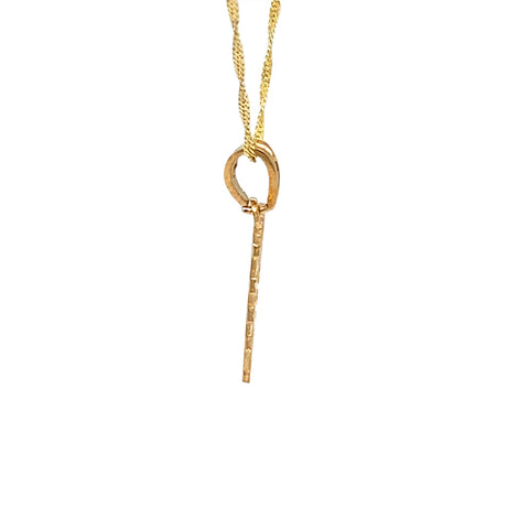 Initial Letter F Square Pendant in 10K Yellow Gold
