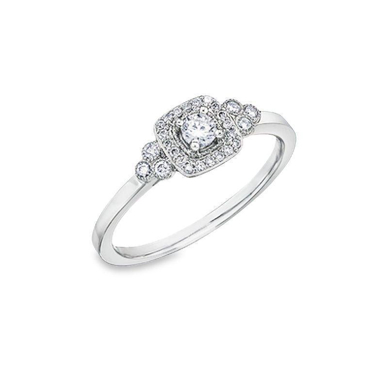 10K White Gold 0.23TDW Canadian Diamond Wedding Set