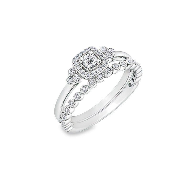 10K White Gold 0.23TDW Canadian Diamond Wedding Set