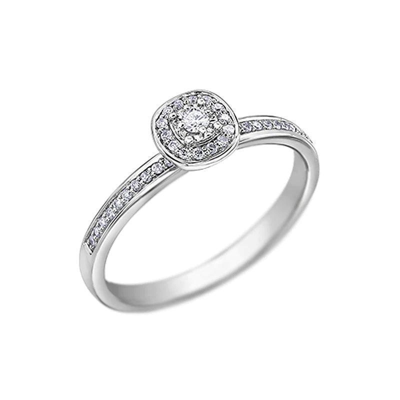 10K White Gold 0.13TDW Canadian Diamond Halo Promise Ring