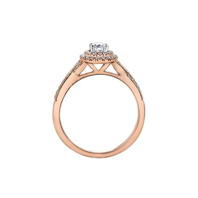 10K Rose Gold 0.43TDW Canadian Diamond Halo Infinity Style Engagement Ring
