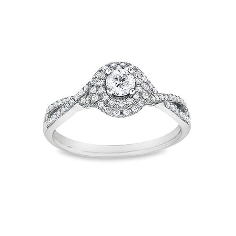10K White Gold 0.43TDW Canadian Diamond Engagement Ring Wedding Set