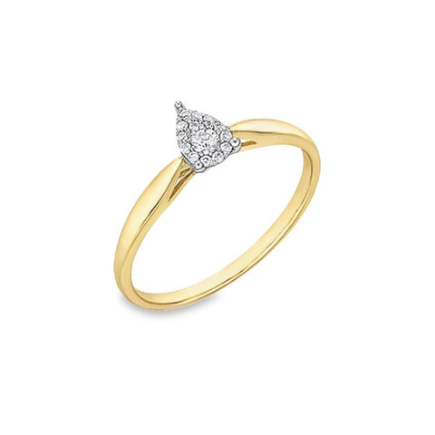 10K Yellow and White Gold 0.08TDW Diamond Pear Shape Illusion Ring