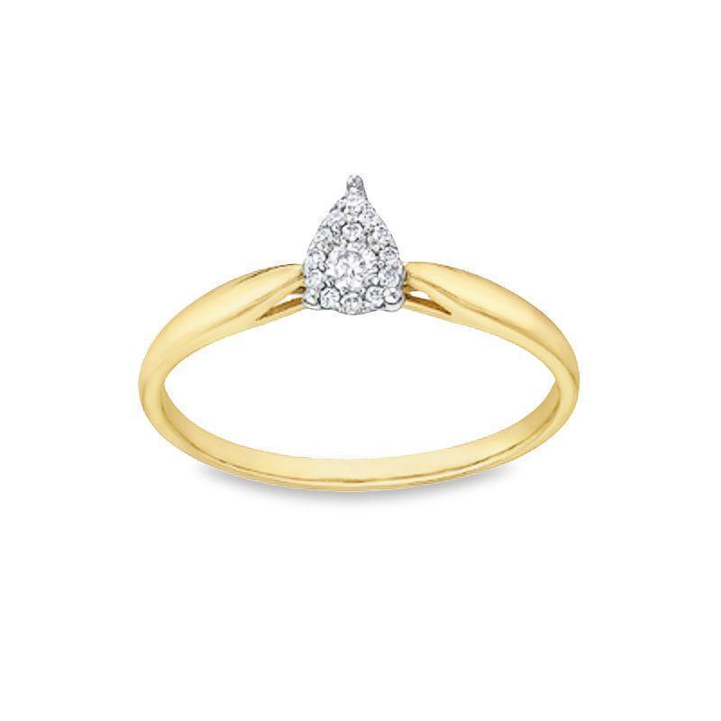 10K Yellow and White Gold 0.08TDW Diamond Pear Shape Illusion Ring