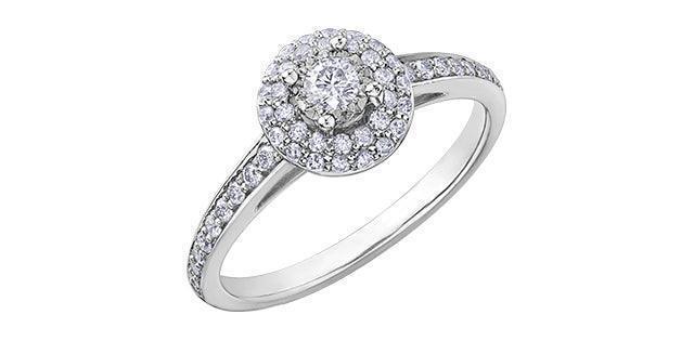 10K White Gold 0.45TDW Diamond Halo Engagement Ring