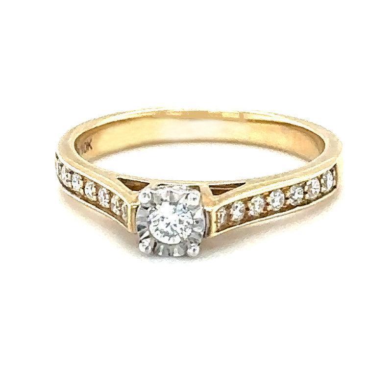 Beautiful 10K Yellow and White Gold Engagement Ring with 0.30TDW Diamond Solitaire