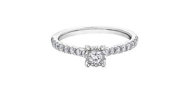 10K White Gold 0.40TDW Diamond Classic Illusion Set Engagement Ring