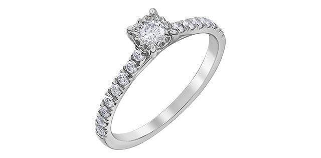 10K White Gold 0.40TDW Diamond Classic Illusion Set Engagement Ring