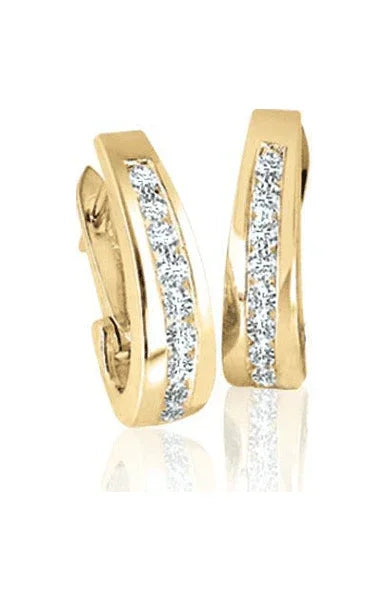 Diamond Classic J Hoop set with 0.15tdw in 10K Yellow Gold