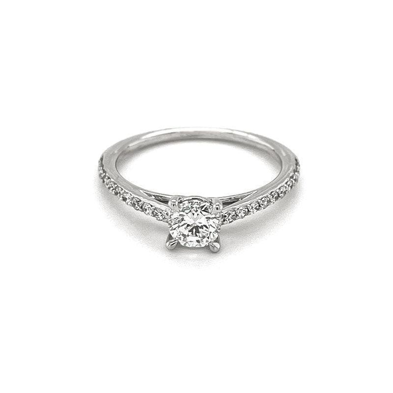 14K White Gold 0.70TDW Lab Grown Diamond Solitaire Ring W/Sides