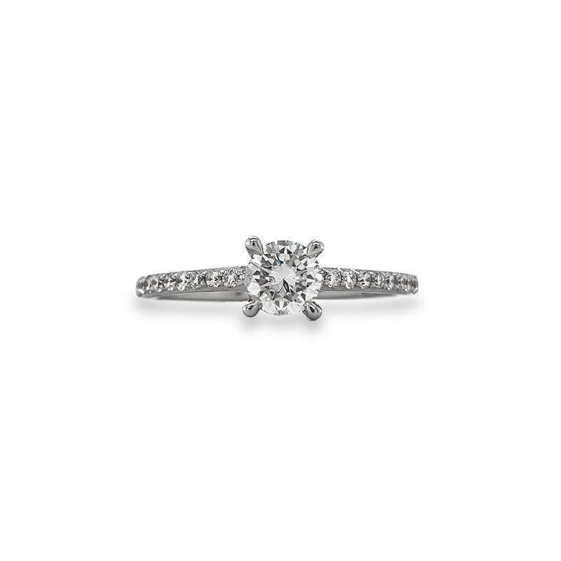 14K White Gold 0.70TDW Lab Grown Diamond Solitaire Ring W/Sides