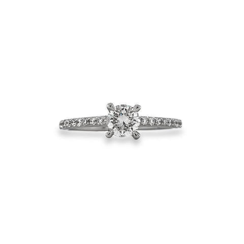 14K White Gold 0.70TDW Lab Grown Diamond Solitaire Ring W/Sides