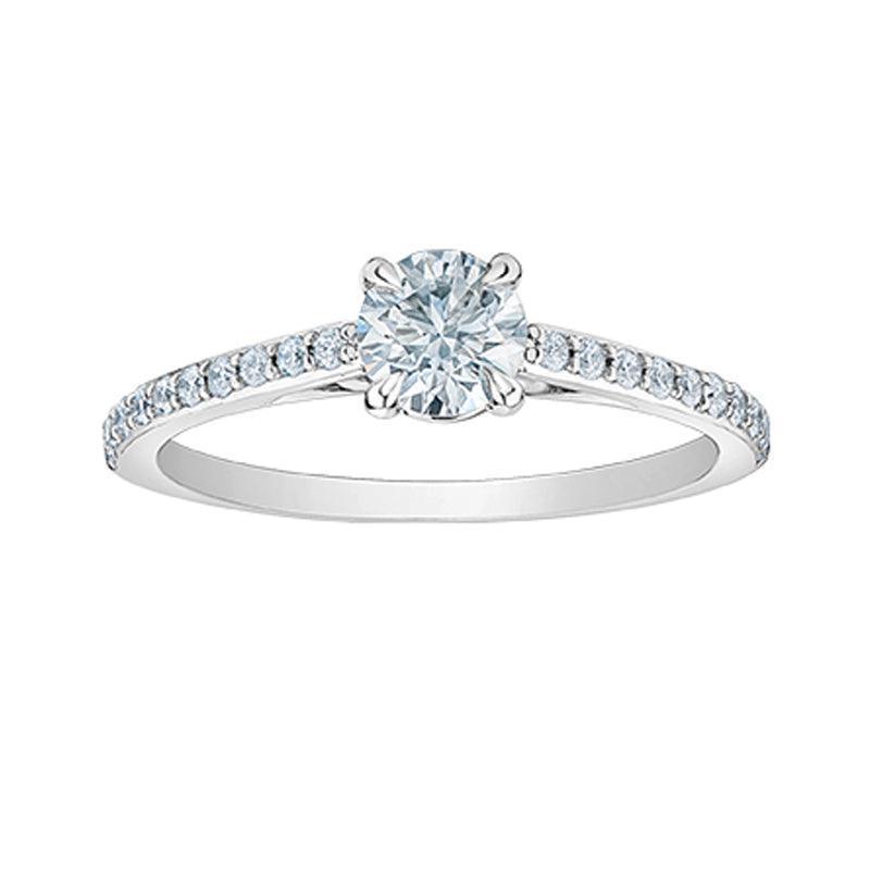 14K White Gold 0.70TDW Lab Grown Diamond Solitaire Ring W/Sides