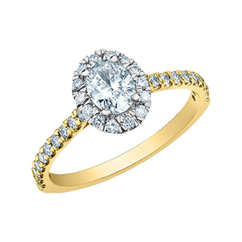 0.89 Carat Lab-Cultivated Diamond Halo Ring in 14K Yellow Gold