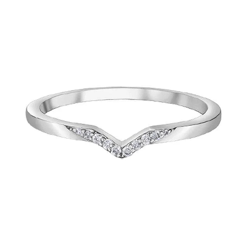 Exquisite 10K White Gold Diamond Band with 0.045TDW Diamonds