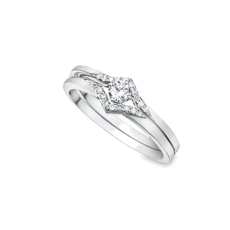 10K White Gold 0.20TDW Canadian Diamond Wedding Set