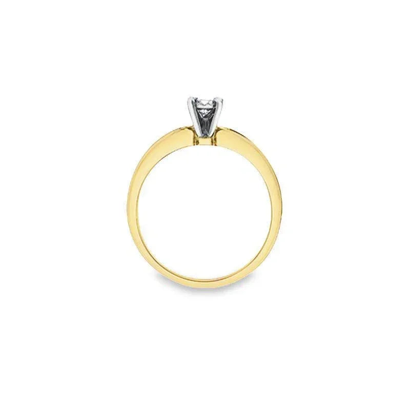 0.15TDW Diamond Solitaire Engagement Ring with Side Accents in 10K Yellow Gold