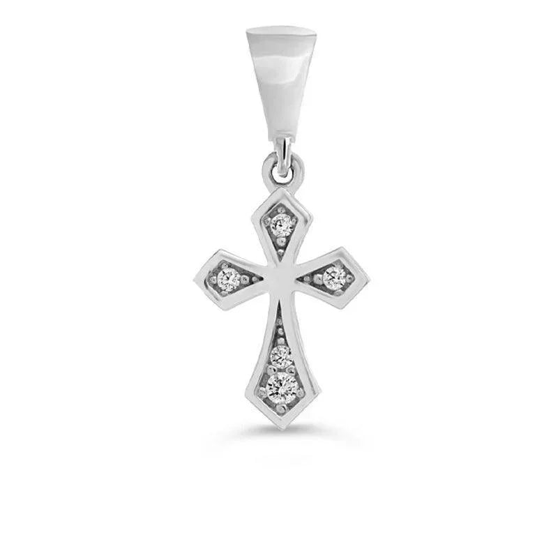 10K White Gold Cubic Zirconia Religious Cross Pendant
