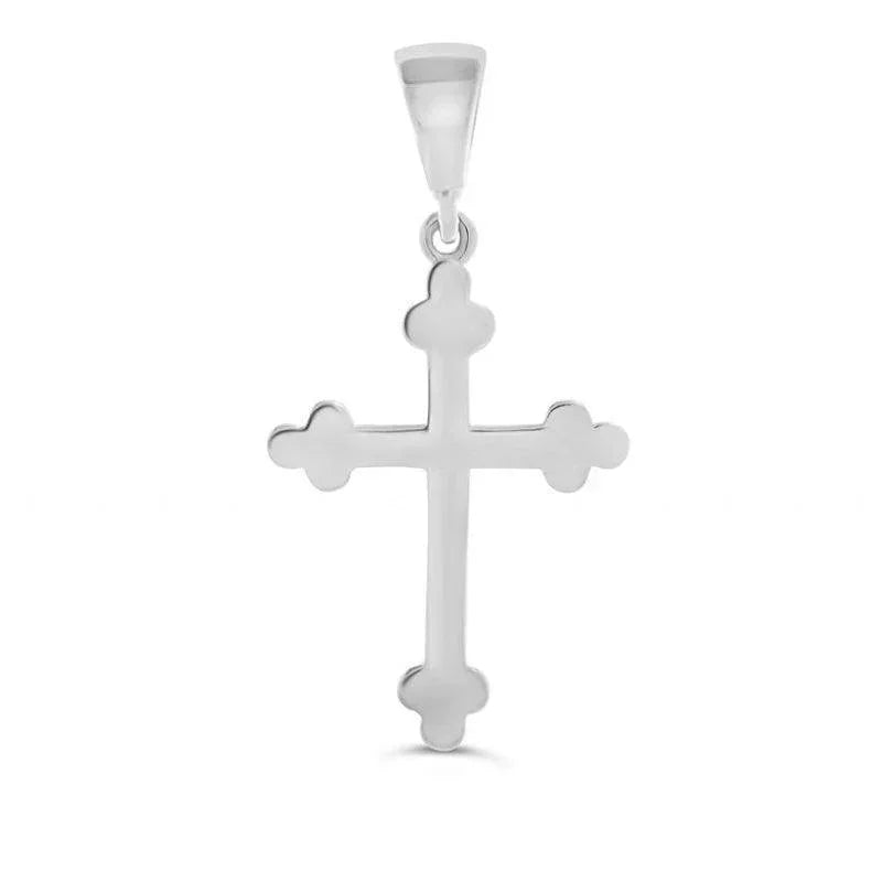 10 Karat White Gold Religious Orthodox Cross Pendant