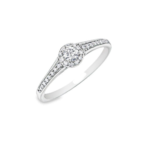 10K White Gold 0.25TDW Canadian Diamond 0.14CT Halo Engagement Ring