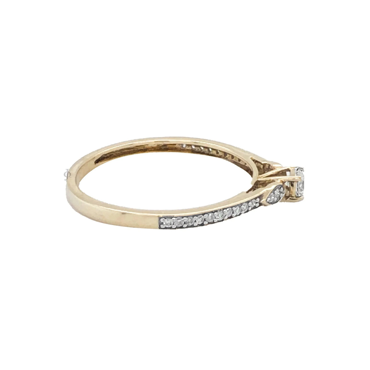 10 Karat Yellow Gold 0.20TDW Diamond Solitaire with Sides Promise Ring