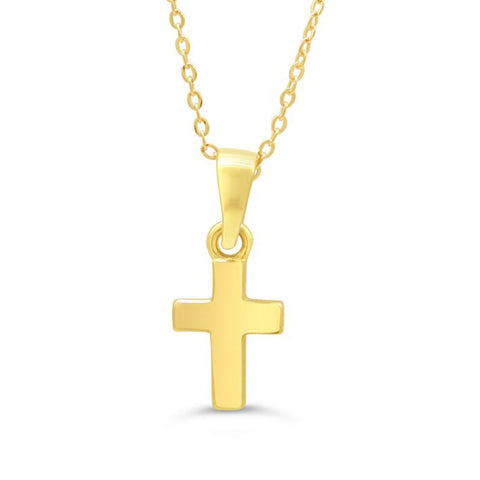 10K Yellow Gold Baby Cross Pendant with 14