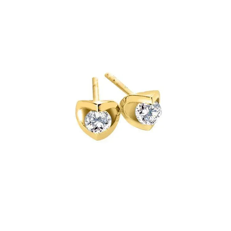 Canadian Diamond 0.70ct Solitaire Earrings in Tension Set in 14K Yellow Gold