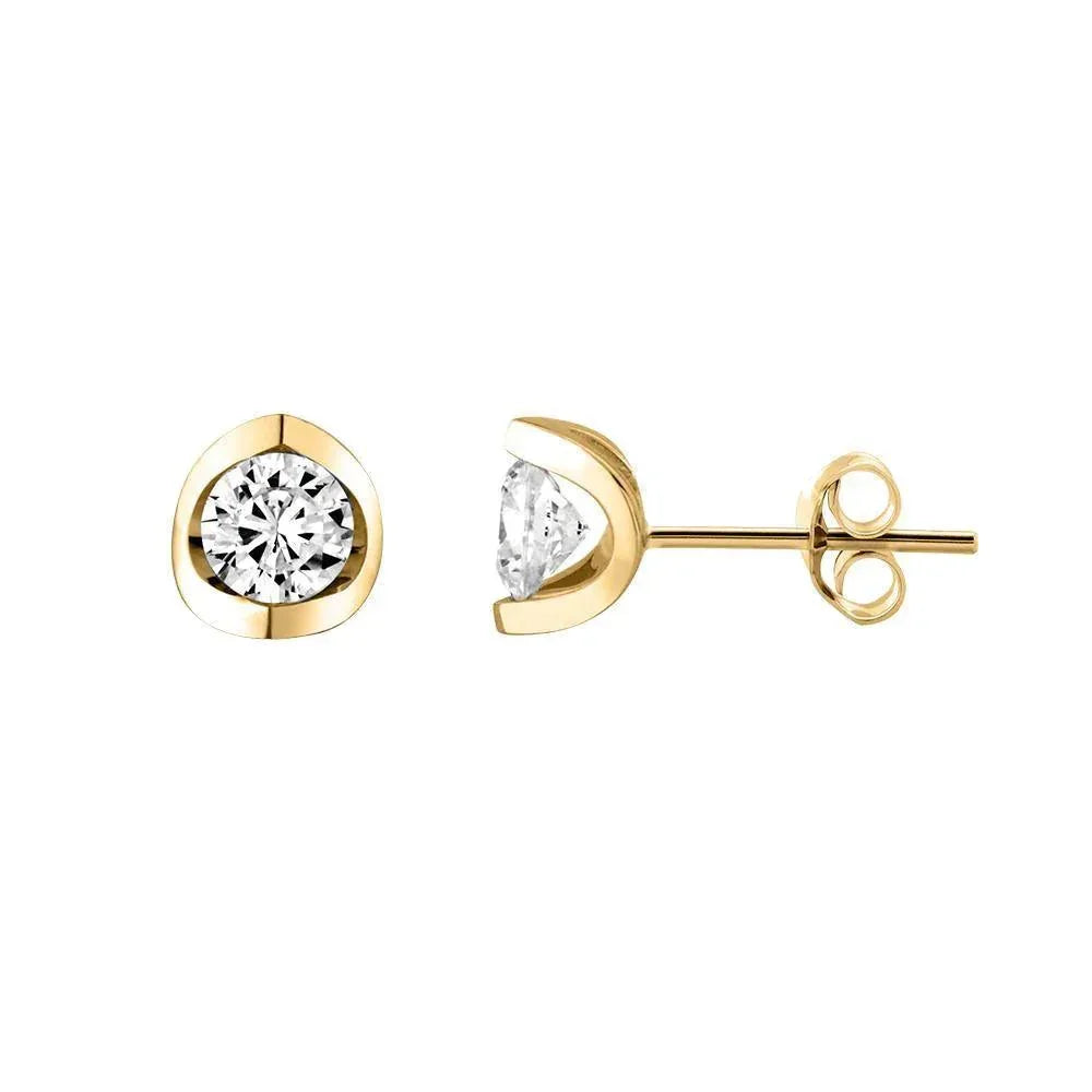 Canadian Diamond 0.50ct Solitaire Earrings in Tension Set in 14K Yellow Gold