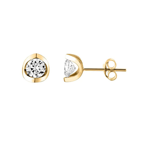 Canadian Diamond 0.60ct Solitaire Earrings in Tension Set in 14K Yellow Gold