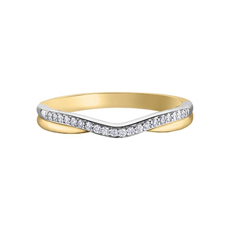 Elegant 10K Yellow Gold Diamond Curve Band Ring with 0.10 Total Diamond Weight