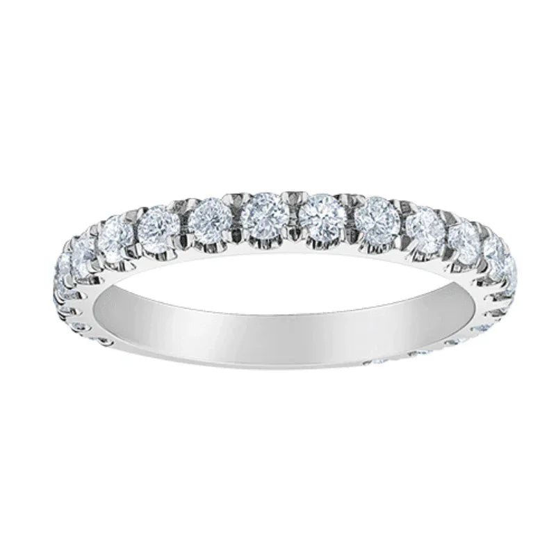 1.00TDW Lab Grown Diamond Semi Eternity Claw Set Band in 14K White Gold