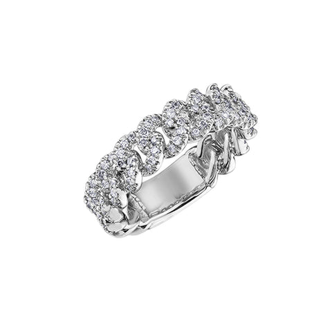 Unique 10K White Gold Diamond Chain Link Ring with 0.50TDW Diamonds