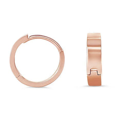 10K Rose Gold Plain MD Satin Finish Mini Huggies Earrings
