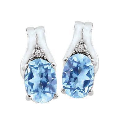 December Birthstone Earring with Diamond Accent set in 10K White Gold