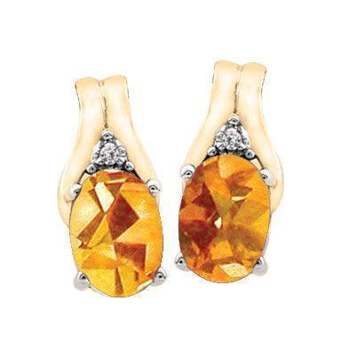 November Birthstone Earring with Diamond Accent set in 10K Yellow gold