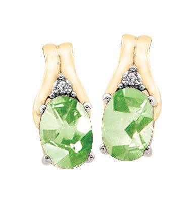 August Birthstone Earring with Diamond Accent in 10K Yellow gold