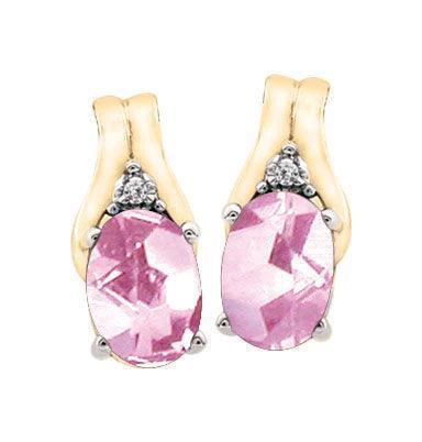 October Birthstone Earring with Diamond Accent set in 10K Yellow gold