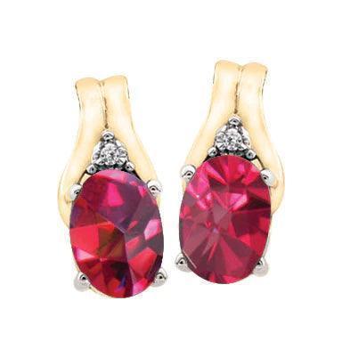 July Birthstone Earring with Diamond Accent set in 10K Yellow gold