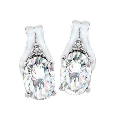 April Birthstone Earring with Diamond Accent set in 10K White Gold