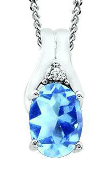 December Birthstone Pendant with Diamond Accent set in 10K White Gold