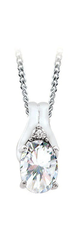 April Birthstone Pendant with Diamond Accent set in 10K White Gold