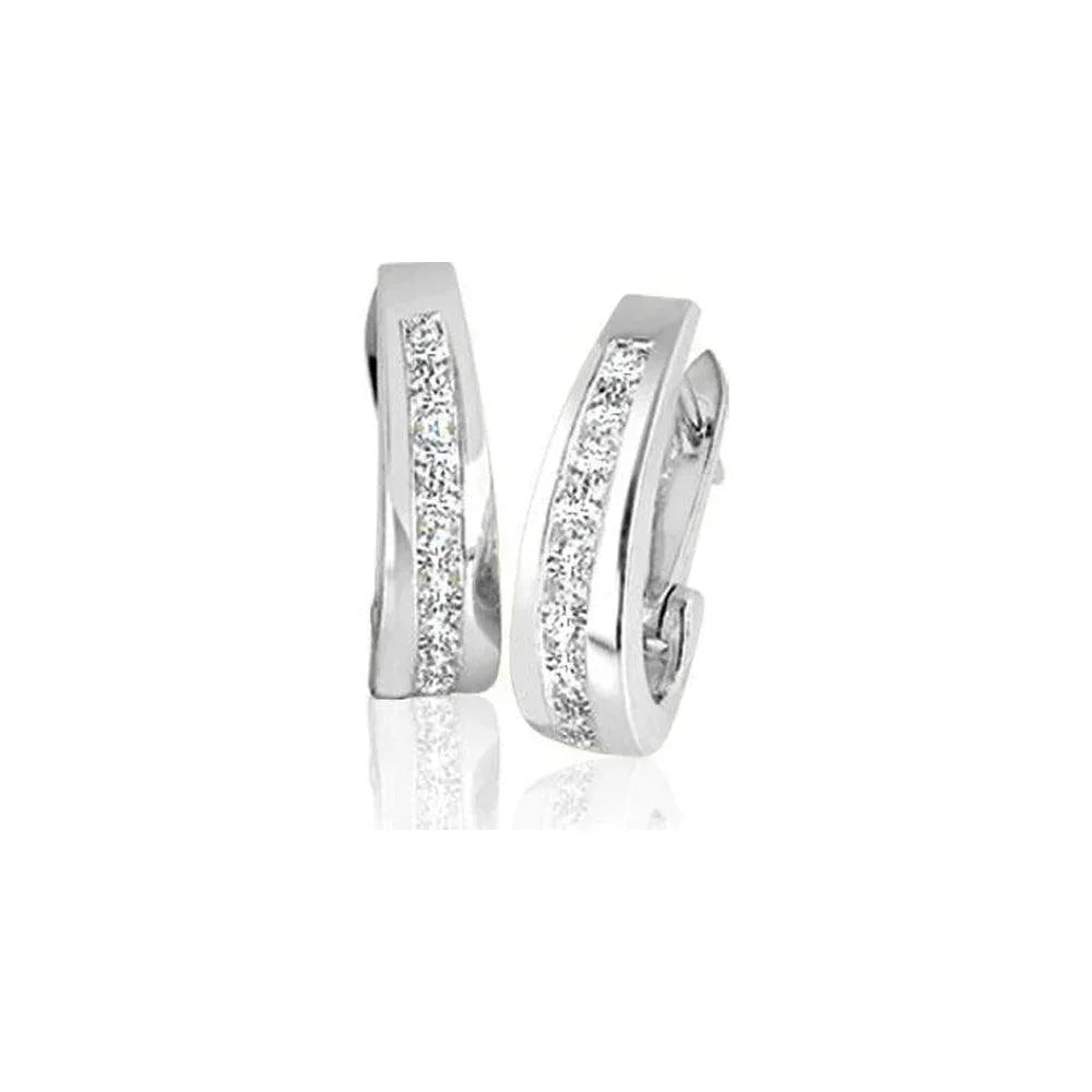 Diamond Classic J Hoop set with 0.15tdw in 10K White Gold