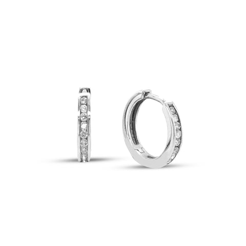 Diamond Classic Huggies set with 0.15tdw in 10K White Gold