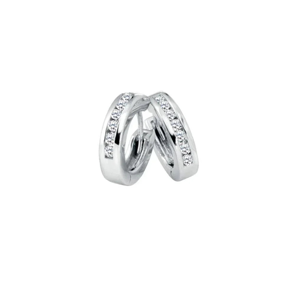 Diamond Classic Huggies set with 1.00tdw in 10K White Gold