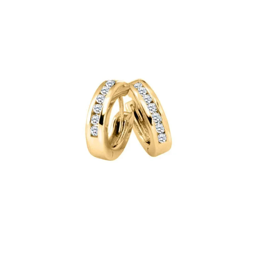 Diamond Classic Huggies set with 0.15tdw in 10K Yellow Gold